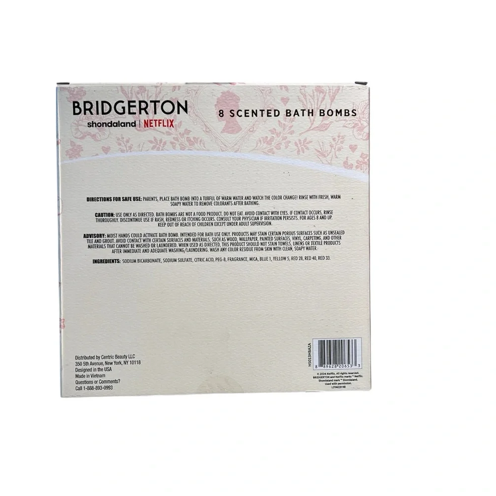 Bridgerton Scented Bath Bomb Gift Set – 8‎ Count Honey, Rose, Lavender, Vanilla